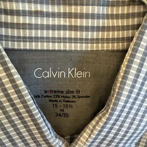 Calvin Klein Men's Gray and White Checkered Shirt